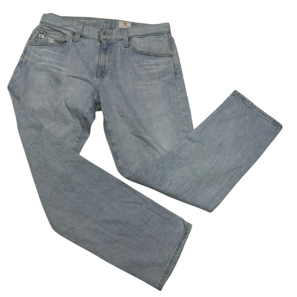 AG Women's Light Blue Distressed Straight Leg Jeans Size 27